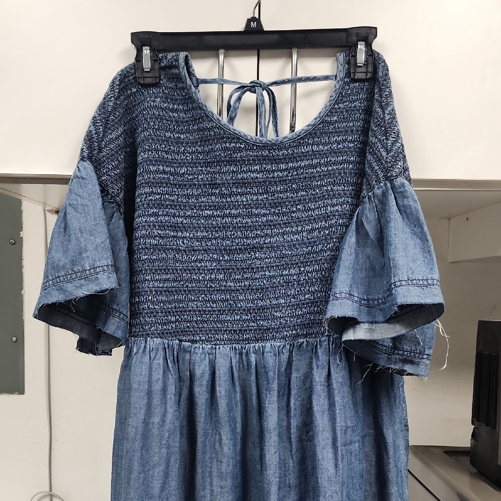 Anthropologie Denim Smocked Dress